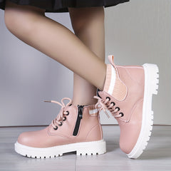 Vintage Ankle Boots For Girls Kids Wear resistant Non Slip Boots With Zipper