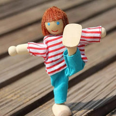 6pcs Wooden Dollhouse Family Figures People Accessories Pretend Play Gift Set
