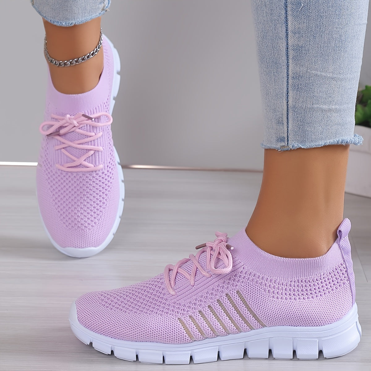 Breathable Flying Woven Shoes Non Slip Casual Sneakers