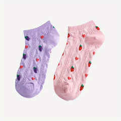5 Pairs Girls Kids Cartoon Fruit Floral Socks Low Cut Ankle Socks