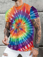 Breathable Tie Dye T Shirt Men Women 3D Digital Print Active Stretchy