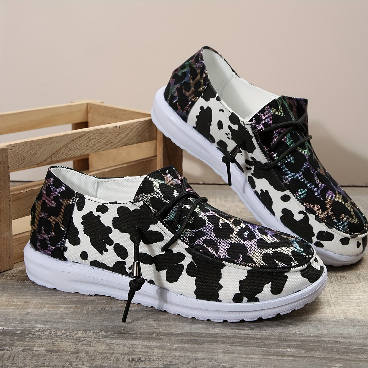 Leopard Print Slip-on Boat Shoes Lightweight Flats