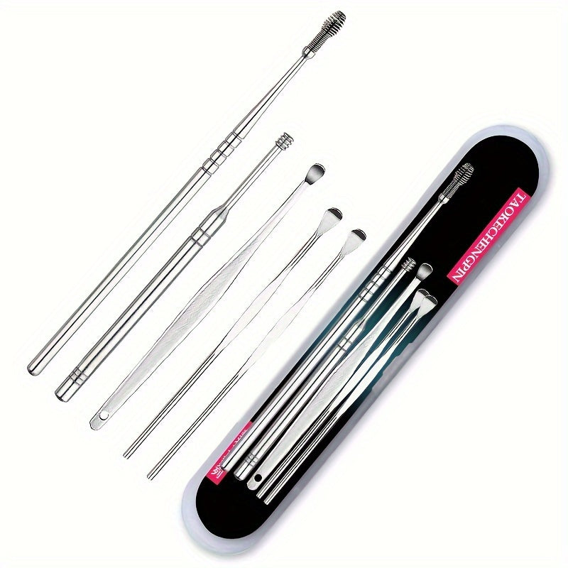 5pc Ear Picking Tool Set Spiral Spring Spoon