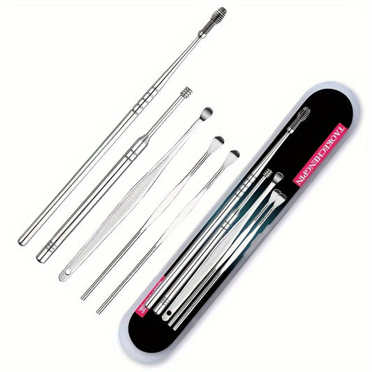 5pc Ear Picking Tool Set Spiral Spring Spoon