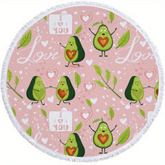 Avocado Pattern Round Beach Towel Quick Drying Soft Absorbent Beach Towel