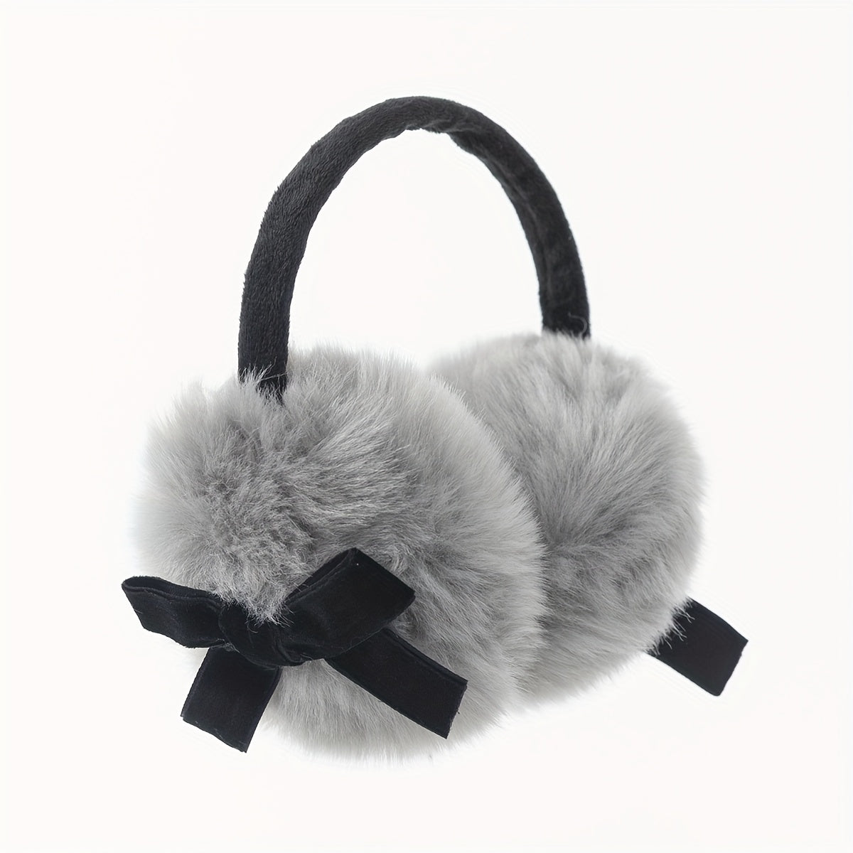 Y2K Style Fluffy Bowknot Earmuffs Pink Plush Warm Ear Covers for Women and Teens