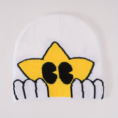 Cartoon Star Jacquard Beanie Candy Lightweight Knitted Skull Cap Unisex