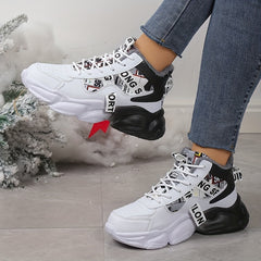 Warm Lace Up Thick Bottom Sneakers for Women