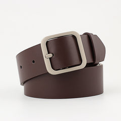 Women's PU Leather Square Pin Buckle Belt High Waist Strap