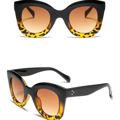 Leopard Print Large Frame Sunglasses Gradient Vintage Shades Glasses