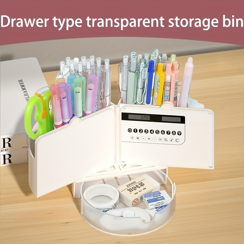 Multifunctional Pen Holder Large Capacity With Mirror Storage Box