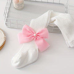 2 Pairs Kids Bowknot Socks Breathable Comfy Pantyhose 0-10 Years