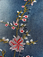 Women's Plus Embroidered Button Fly High Rise Jeans