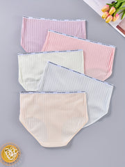 5 Pack Plus Size Panties Set Women's Plus Ribbed Letter Tape Trim Briefs