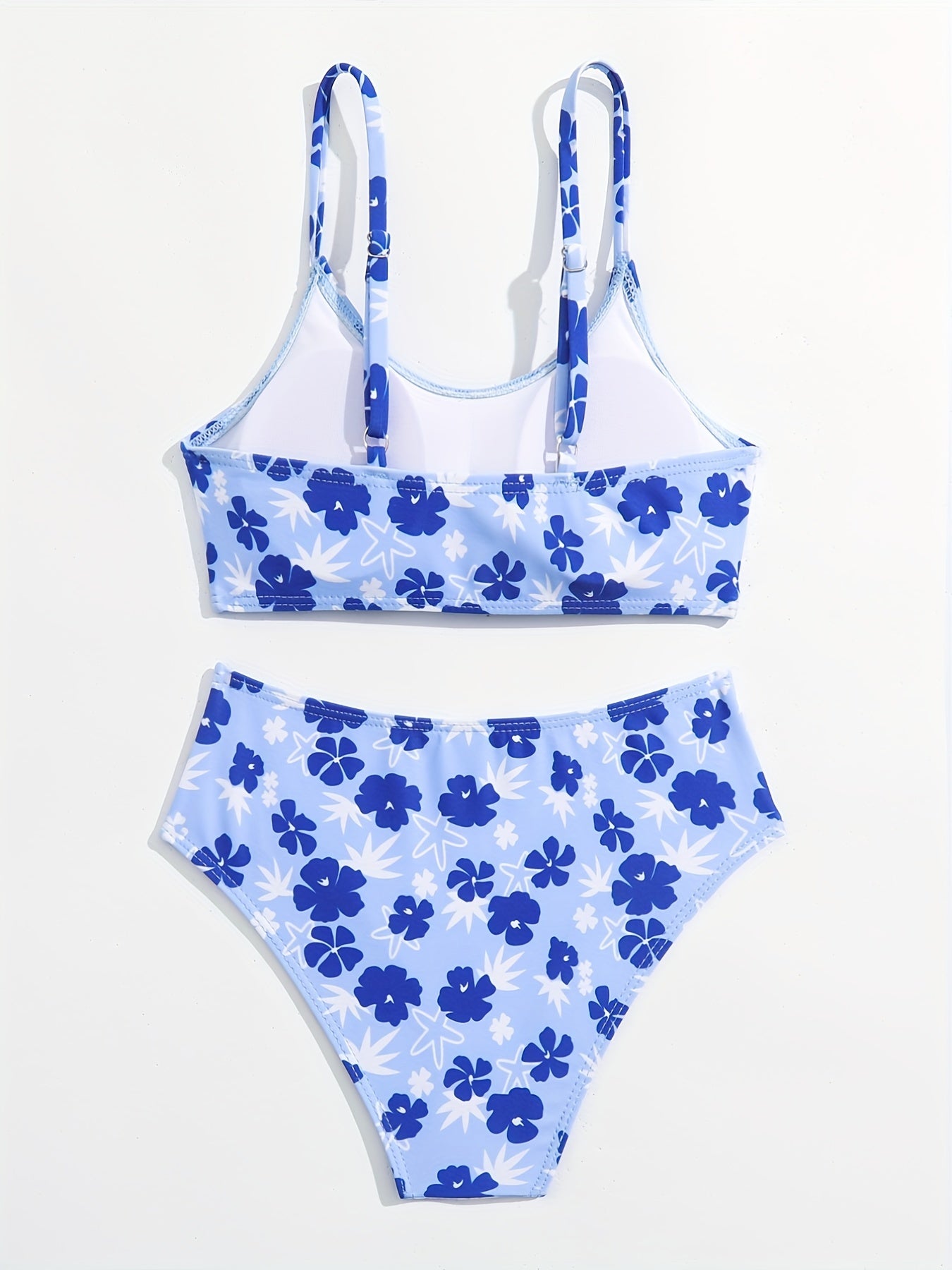 Girls Floral Bikini Set Cami Crop Top Shorts