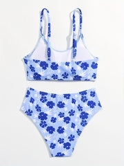 Girls Floral Bikini Set Cami Crop Top Shorts