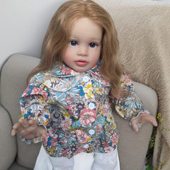 Pippa Reborn Doll, Floral Dress, Realistic Hair