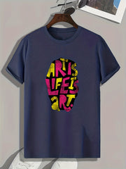 Colorful Letters Print Men's Graphic T-shirt for Summer