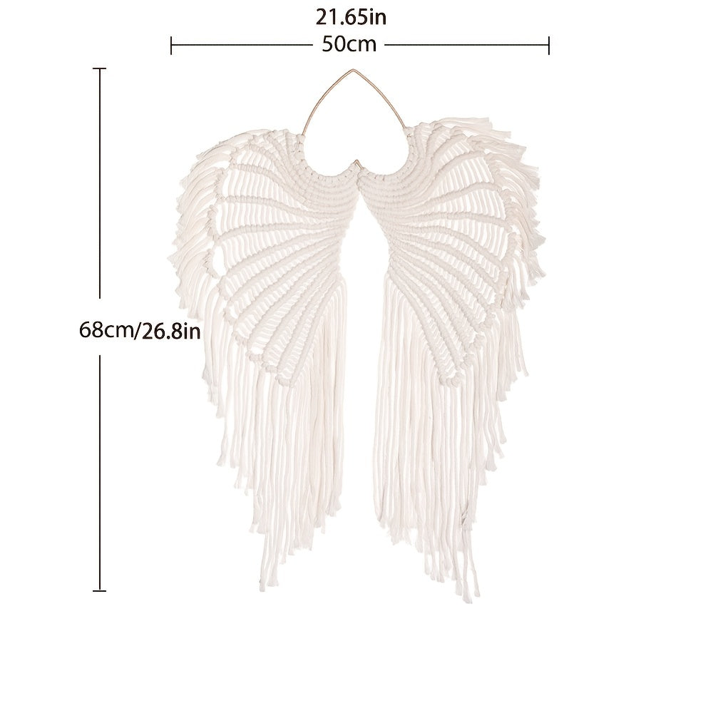 Bohemian Angels Wing Macrame Wall Hanging Tapestry with Long Tassels