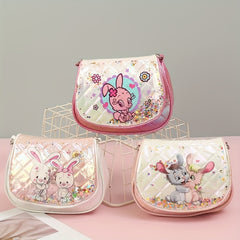 Girls Rabbit Handbag Sequin Underarm Bag Faux Pearl Handle