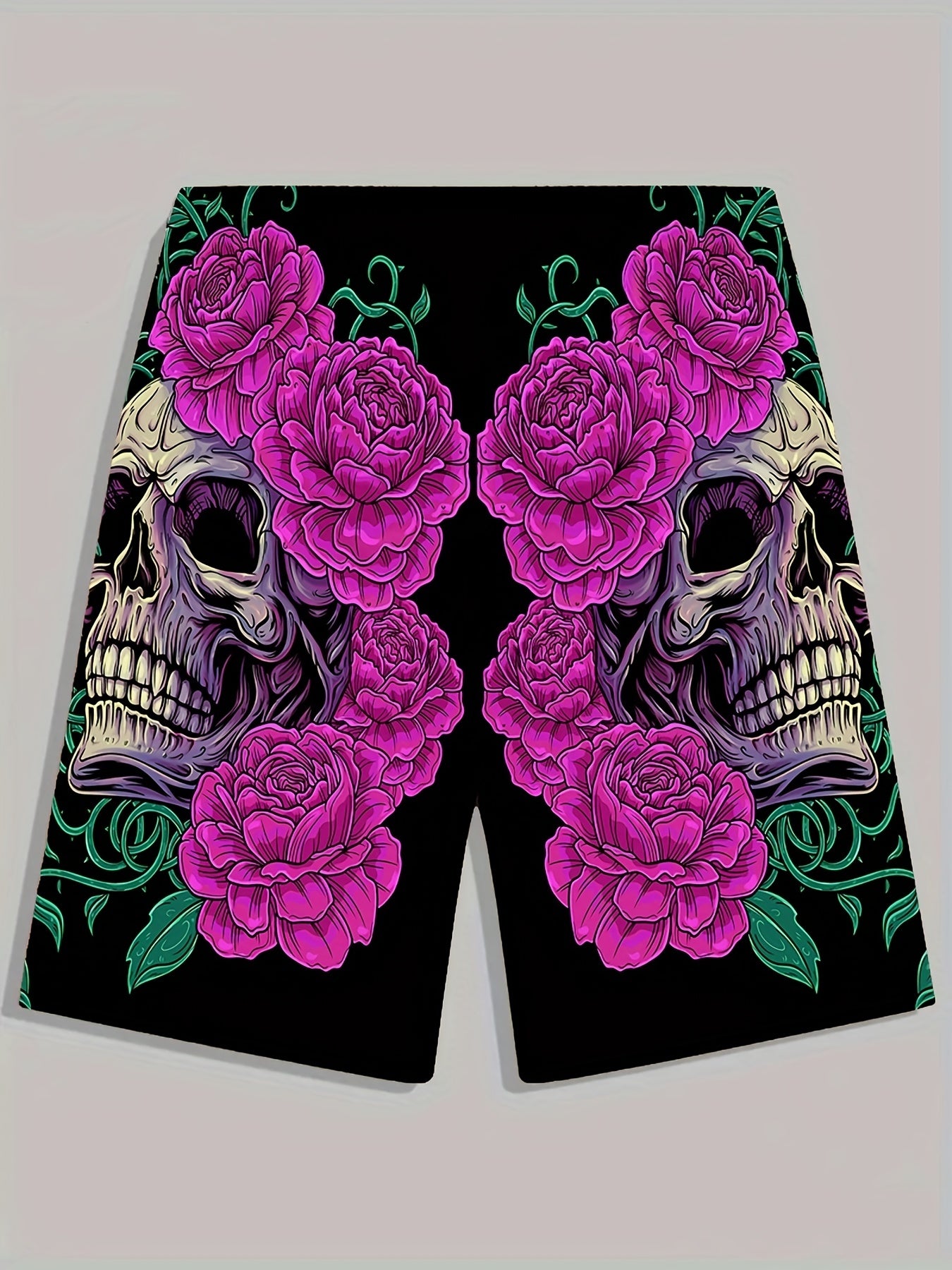 Men's Floral Skull Graphic Shorts Comfortable and Stylish Summer Wear