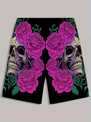 Men's Floral Skull Graphic Shorts Comfortable and Stylish Summer Wear