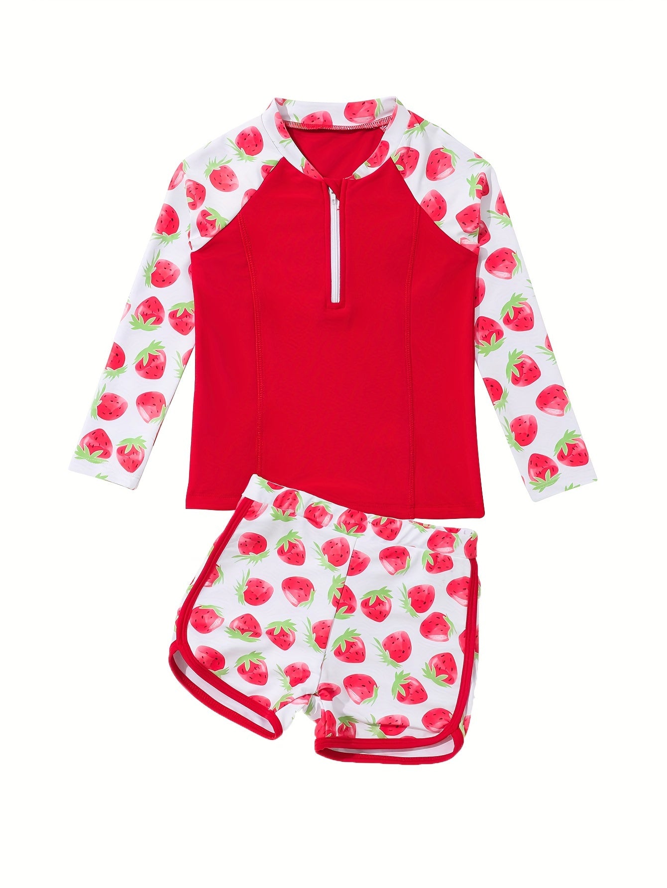 Toddler Girls Strawberry Swimwear Set For Summer Surfing