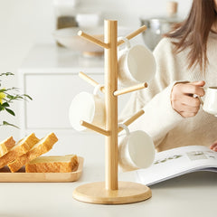 1pc Wooden Cup Holder Coffee Cup Mug Hanging Rack Modernist Design