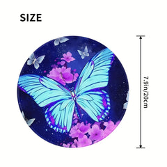 Butterfly Pattern Mouse Pad Round Mouse Mat Non Slip Rubber Base Mousepad
