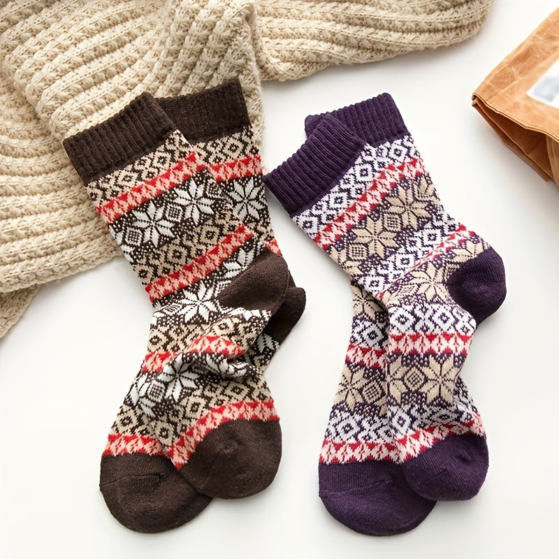 5 Pairs Geometric Pattern Colorblock Socks Women's Stockings & Hosiery