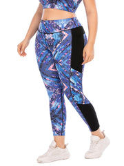 Colorblock Print Yoga Leggings Medium Stretch Workout Leggings