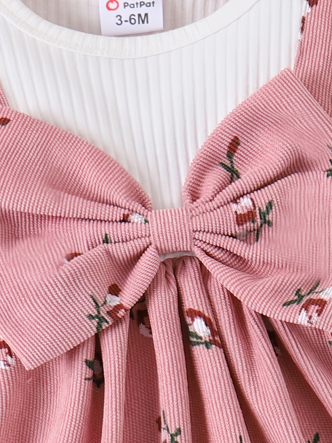 2pcs Floral Print Big Bow Baby Girl Dress With Headband Set