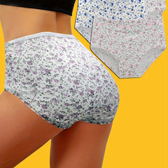 3pcs Floral Print Briefs Elastic Intimates Panties Women's Lingerie