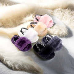 Baby Girl Furry Sandals Lightweight Anti Slip Open Toe Sandals