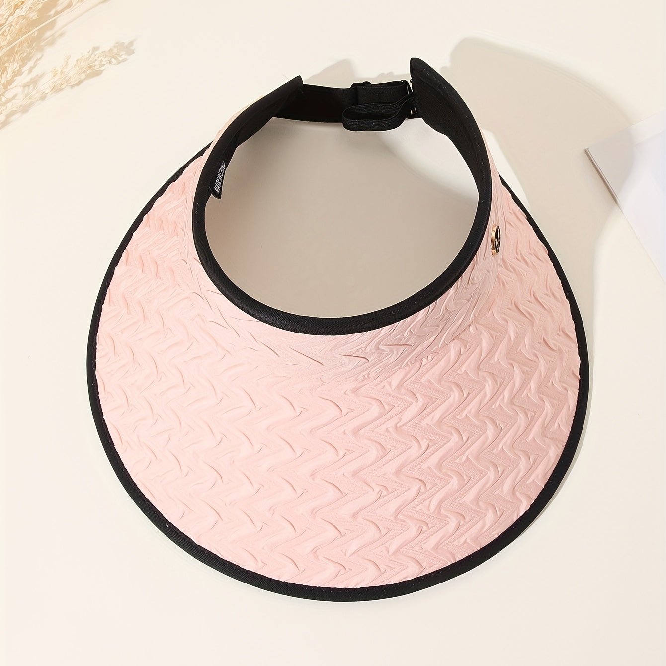 Pink Visor Hat Wide Brim Ponytail Sun Hat UV Protection