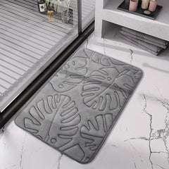 Leaf Pattern Bath Rug Memory Foam Absorbent Bath Mat