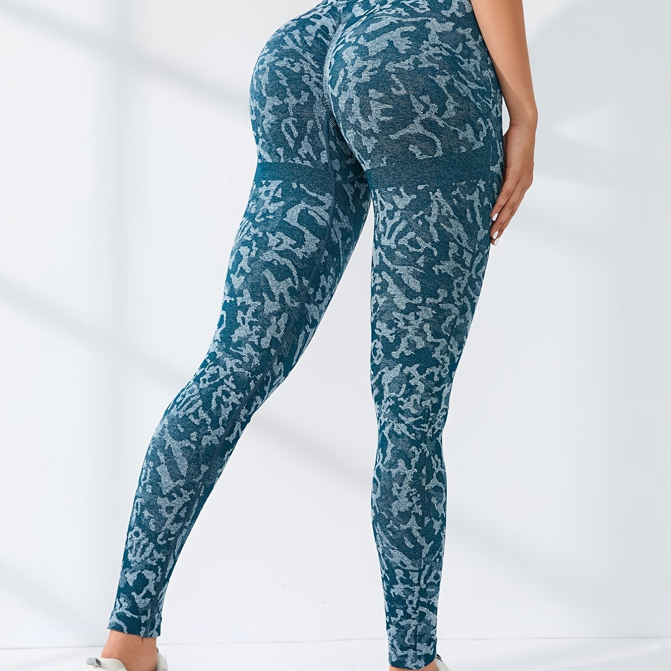 Camouflage Pattern Sports Leggings High Waist Elastic Running Workout Tight Pant