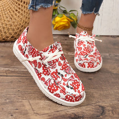 Women's Cartoon Heart Canvas Slip-on Shoes Low Casual Sneaker