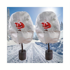 Christmas Tree Frost Cover Santa Claus Pattern Winter Plant Protection