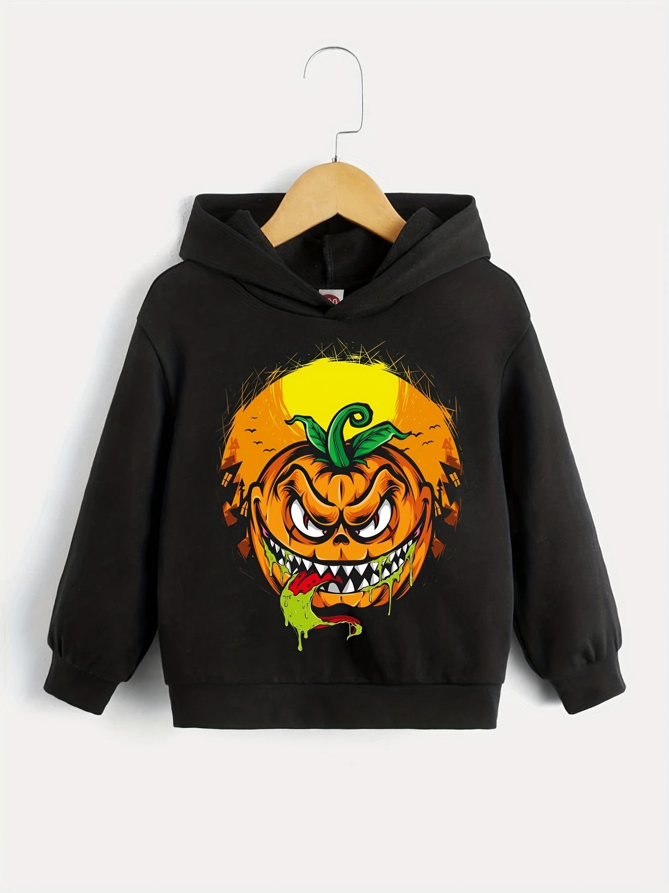 Boys Halloween Party Pumpkin Dinosaur Hooded Sweatshirt