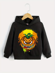 Boys Halloween Party Pumpkin Dinosaur Hooded Sweatshirt
