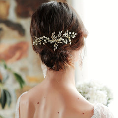 Alloy Leaves Bridal Hair Comb Insert Comb