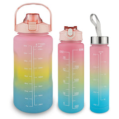 3pcs Gradient Water Bottles Set Leakproof Sports Water Cup Time Marker