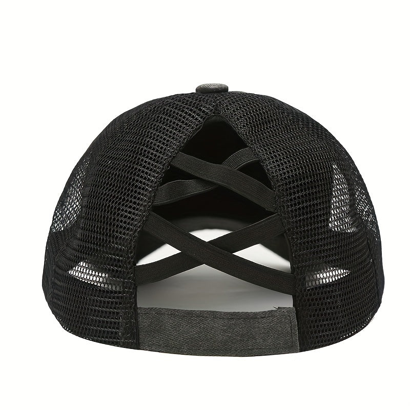 Distressed Ponytail Trucker Hat Baseball Cap