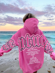 Letter Print Loose Hoodie Casual Long Sleeve Hoodies Sweatshirt