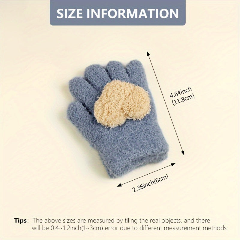 Kids Winter Love Gloves Full Finger Baby Warm Coldproof Gloves