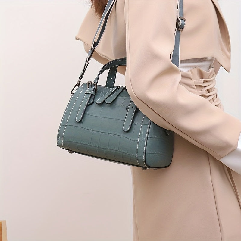 Women's Leather Tote Bag with Detachable Shoulder Strap