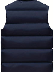Unisex Winter Vest Men's Zipper Pockets Stand Collar Zip Up Vest