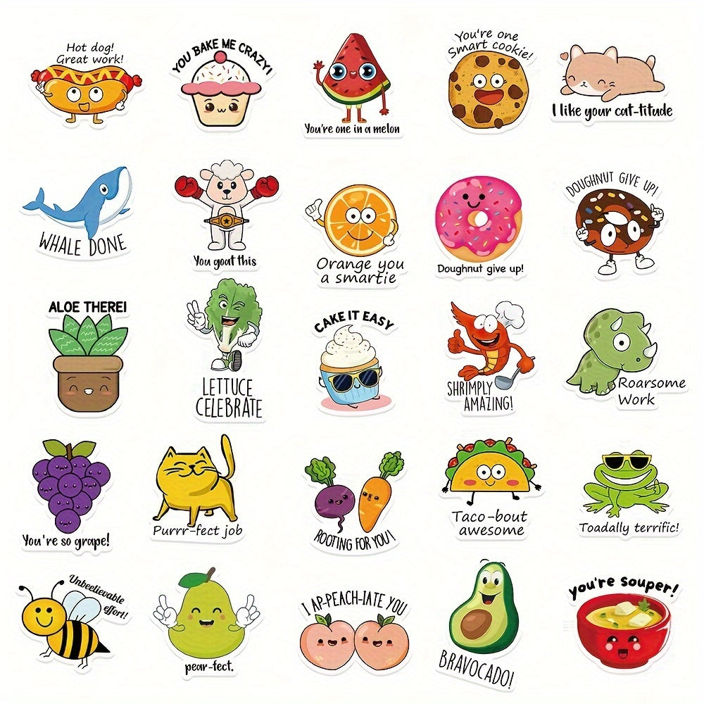 50 Motivational English Stickers for Luggage Skateboard Cup Phone Tablet