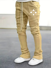 Graphic Pattern Slim Fit Flared Joggers Men's Casual Pants
